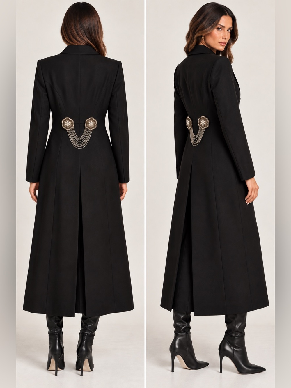Vtg Alexander McQueen SS07 Sarabande Archival Back Chain Drape Coat 46 US 10